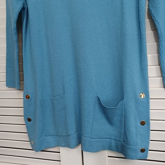 Chicos Sweater Vast Skies Pocket Detail Blue Pullover Womens Small NEW - Picture 4 of 8